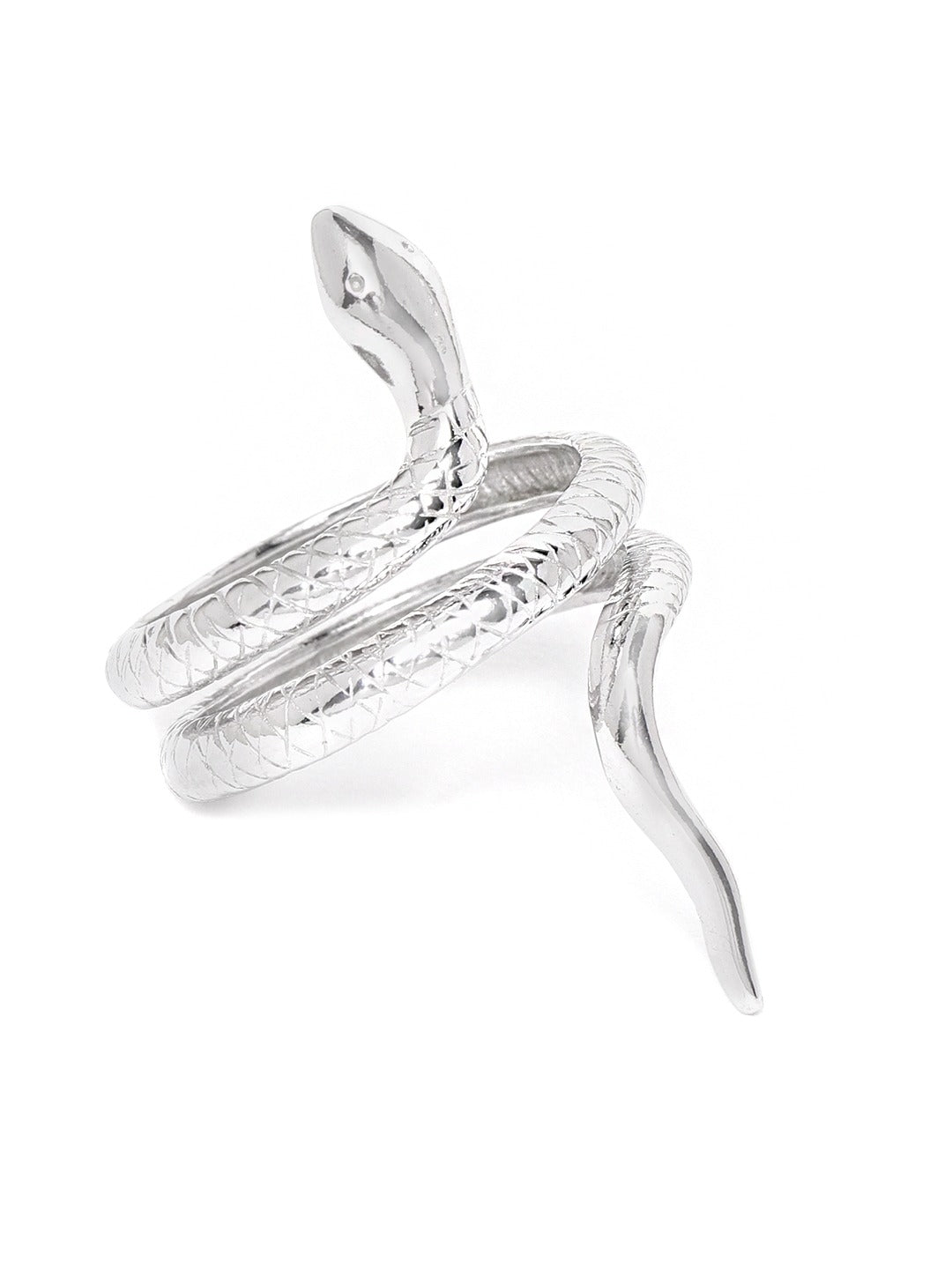 92.5 Oxidised Silver Snake Finger Ring For Men - Silver Palace