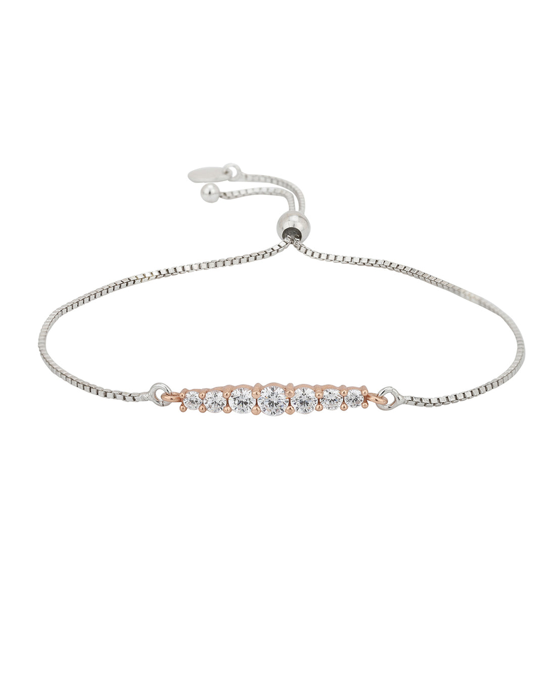 Carlton London Rose Gold Plated Cz Studded Charm Bracelet For Women