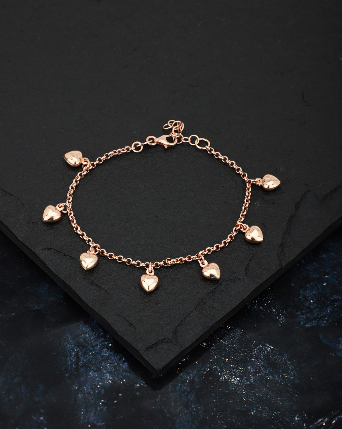 Carlton London Rose Gold Plated Heart Shape Charm Bracelet