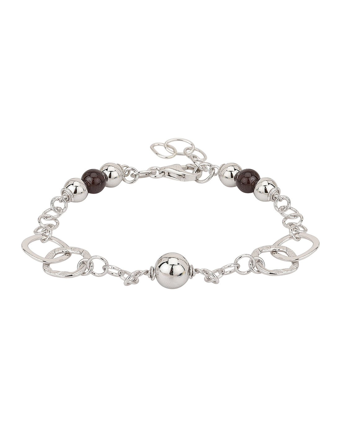 Carlton London Rhodium Plated With Beaded Link Bracelet For Women