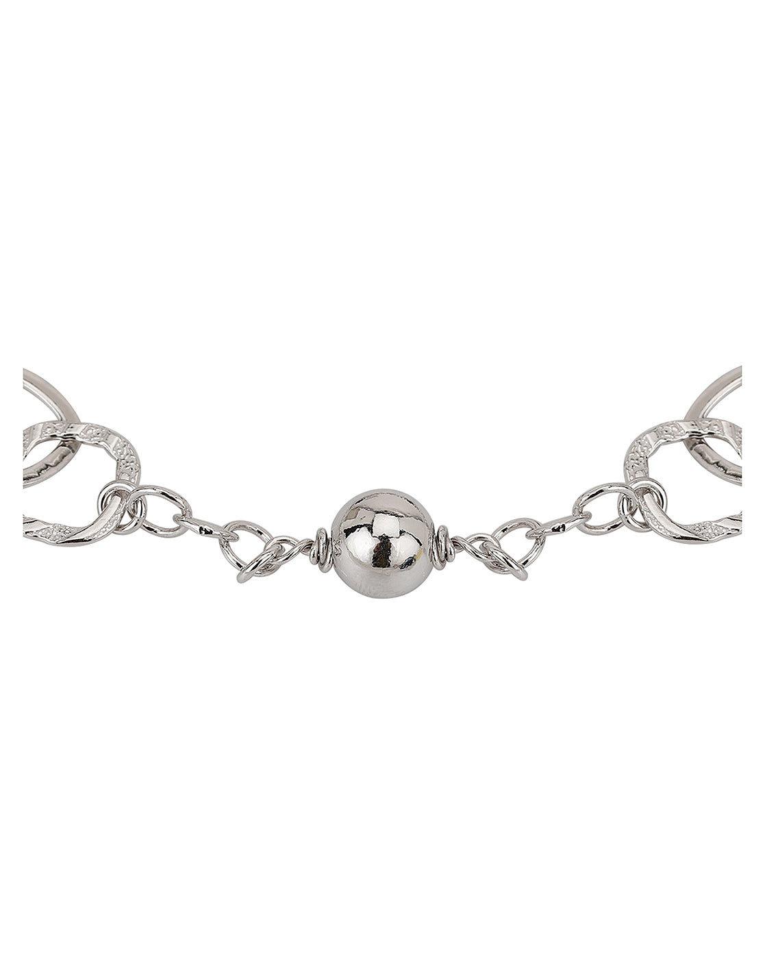 Carlton London Rhodium Plated With Beaded Link Bracelet For Women