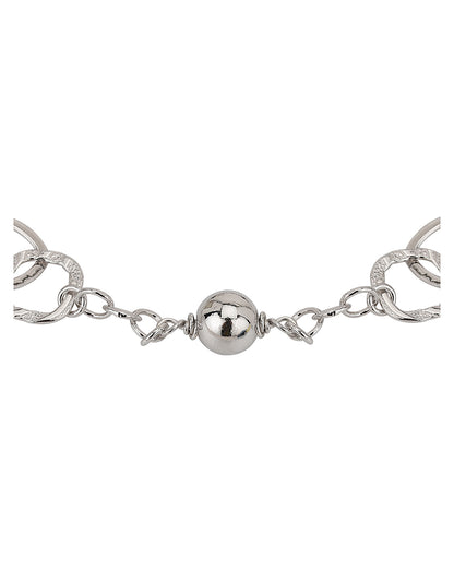 Carlton London Rhodium Plated With Beaded Link Bracelet For Women