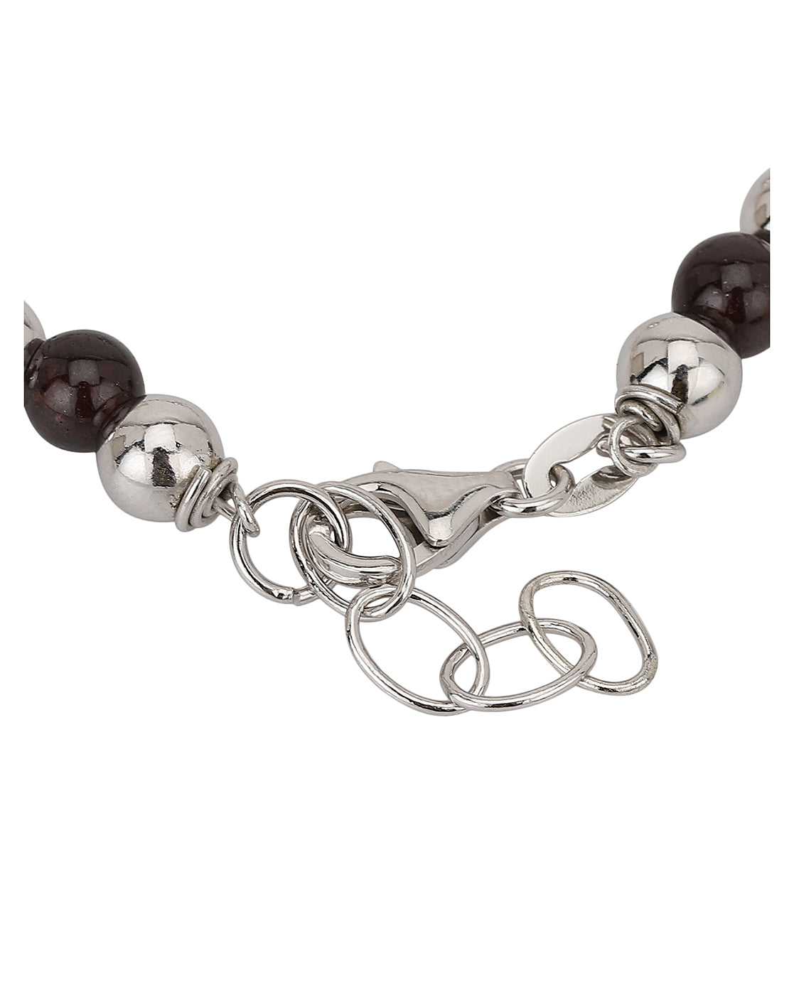 Carlton London Rhodium Plated With Beaded Link Bracelet For Women