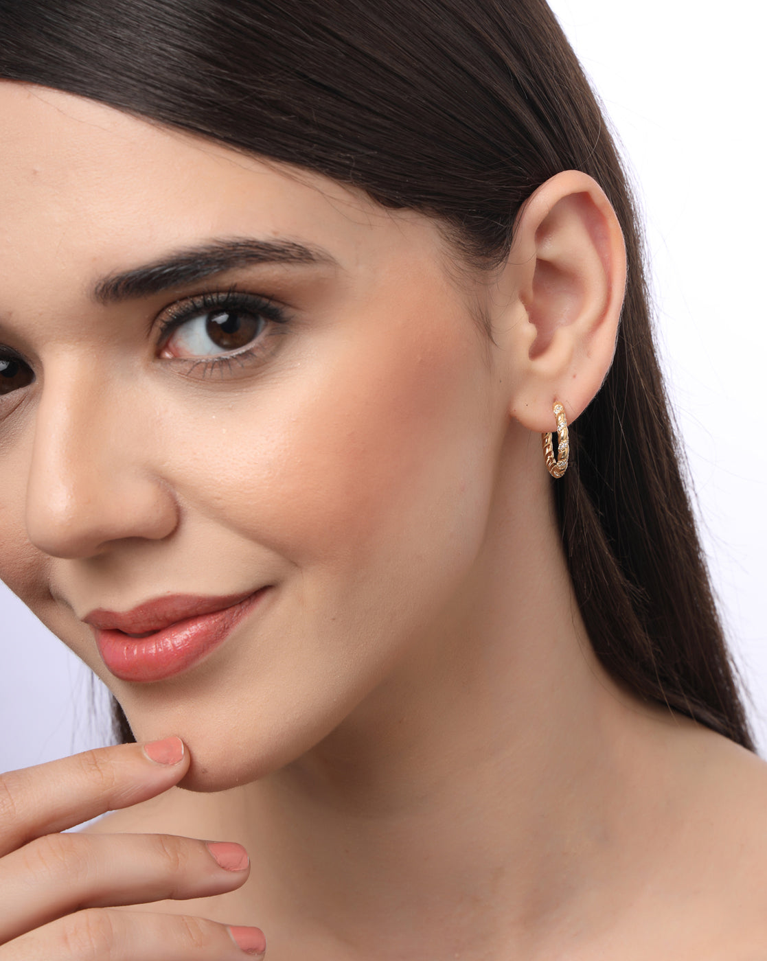 18kt Gold Plated CZ Hoop Earring