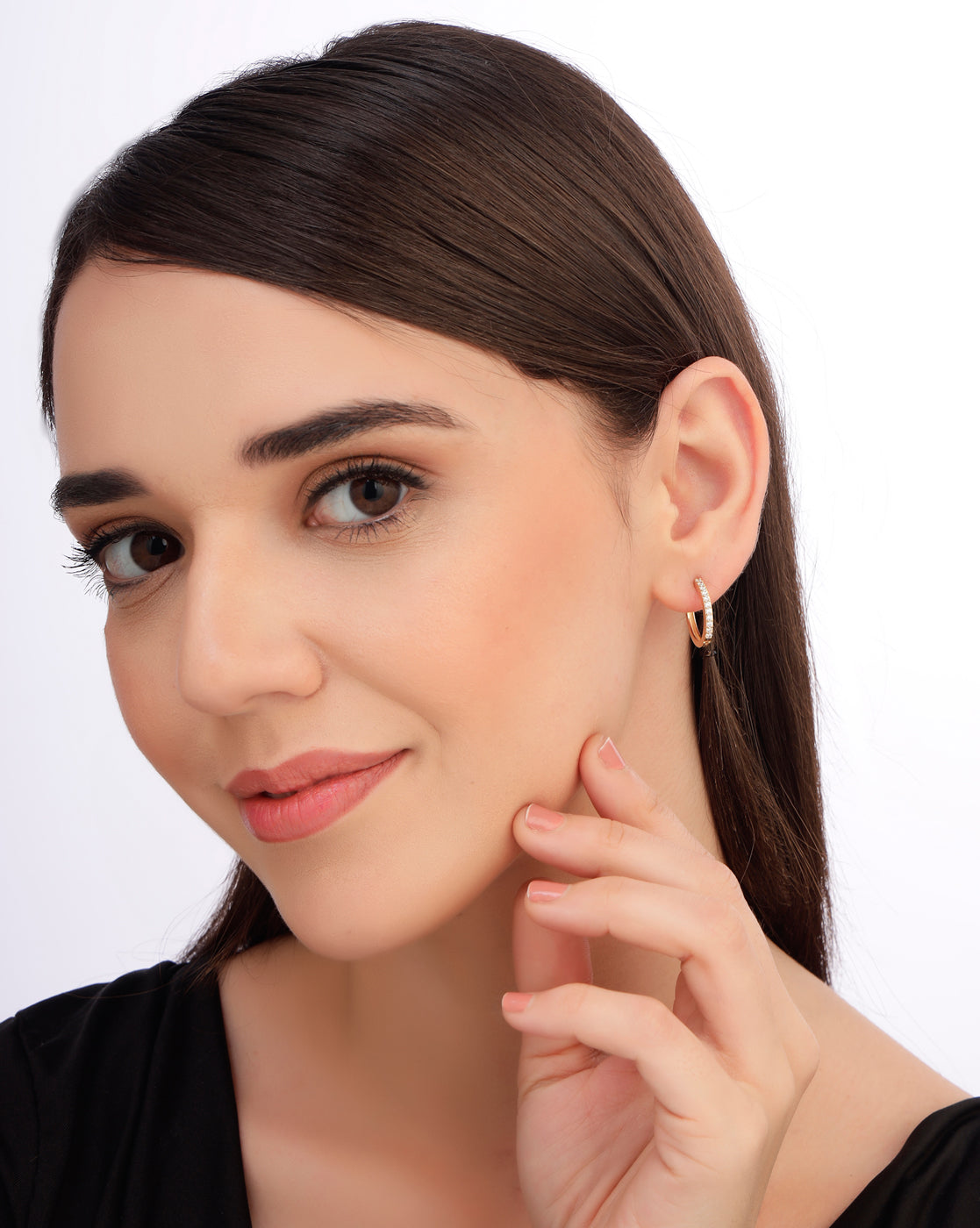 18kt Gold Plated CZ Hoop Earring
