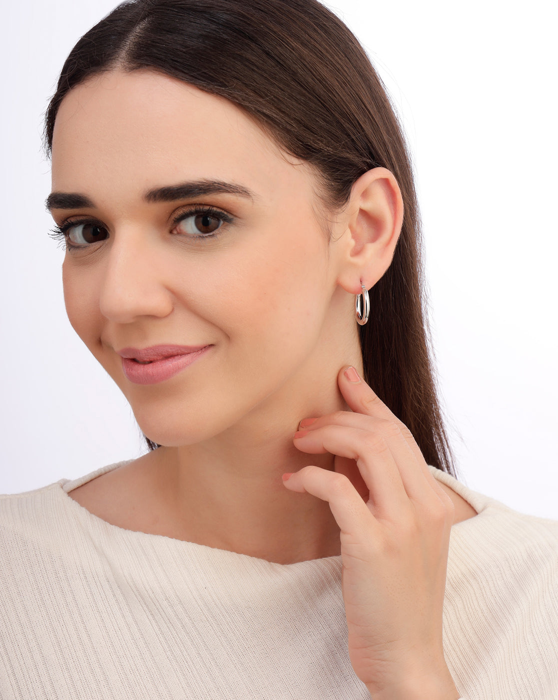 Rhodium Plated Circular Hoop Earring