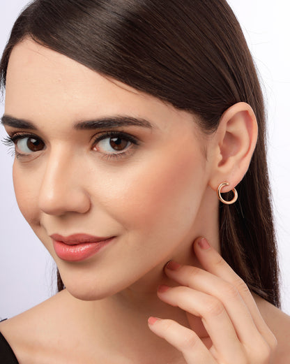 18kt Rose Gold Plated Contemporary Stud Earring