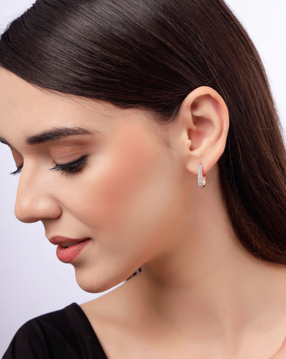 18kt Rose Gold Plated CZ Square Hoop Earring
