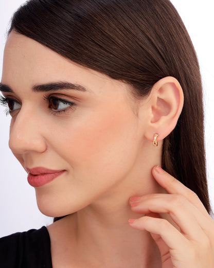 18kt Gold Plated CZ Mini Hoop Earring