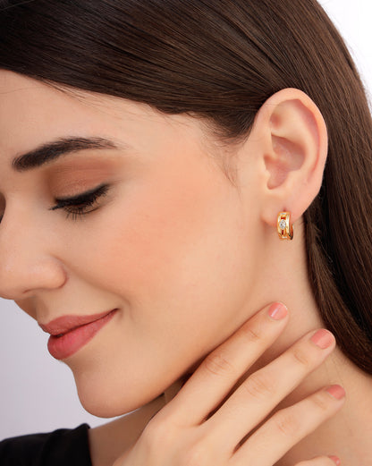 18kt Gold Plated CZ Circular Hoop Earring