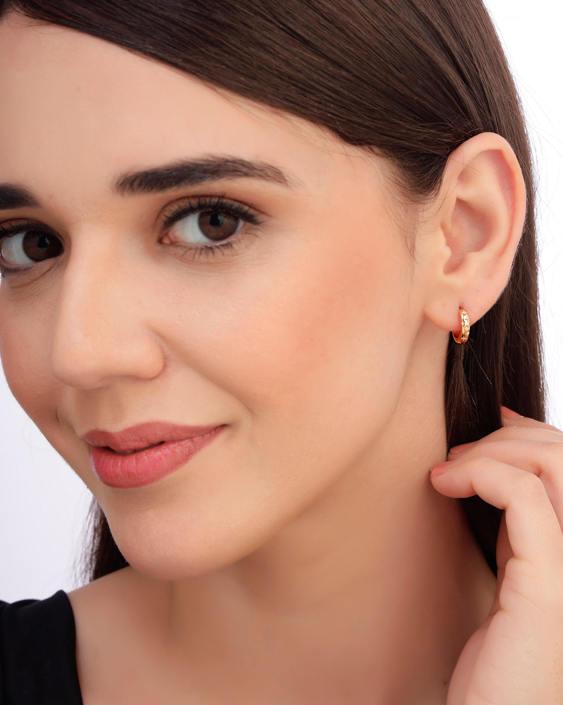 18kt Rose Gold Plated CZ Mini Hoop Earring