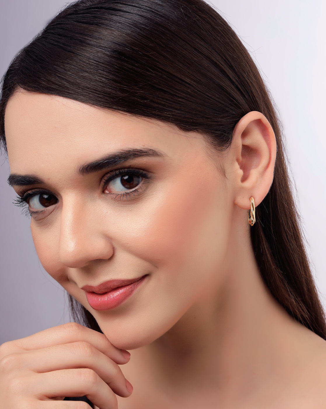18kt Gold Plated Square Half Hoop Earring