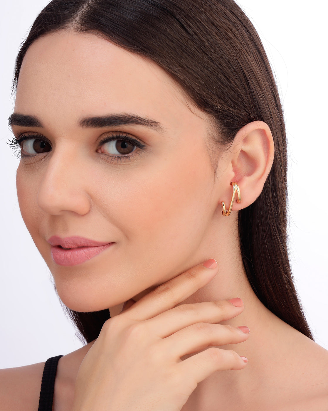 18kt Gold Plated Contemporary Stud Earring