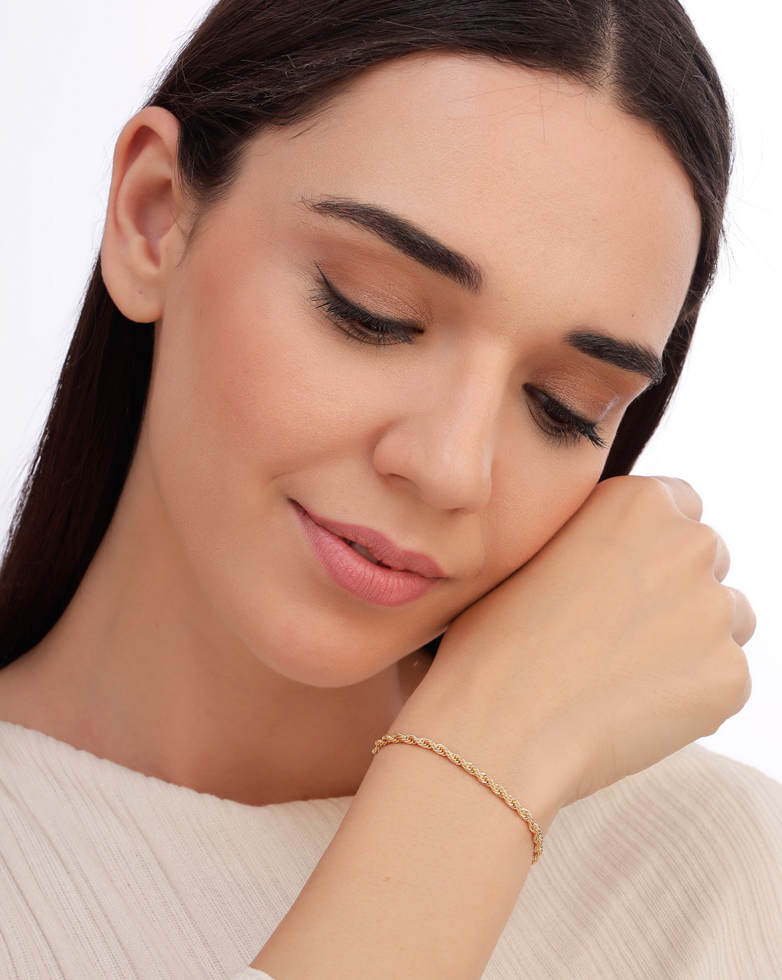 18kt Gold Plated Braided Link Wraparound Bracelet