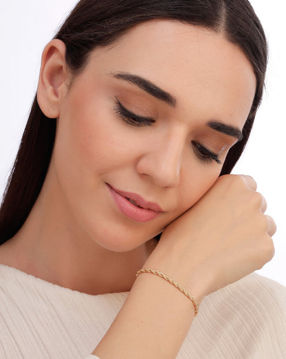 18kt Gold Plated Braided Link Wraparound Bracelet