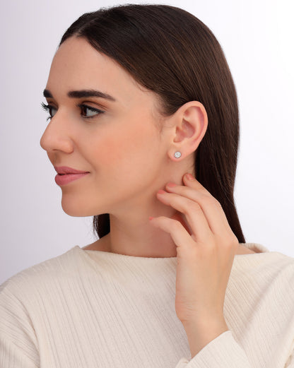 925 Sterling Silver Rhodium Plated Mini Stud Earring