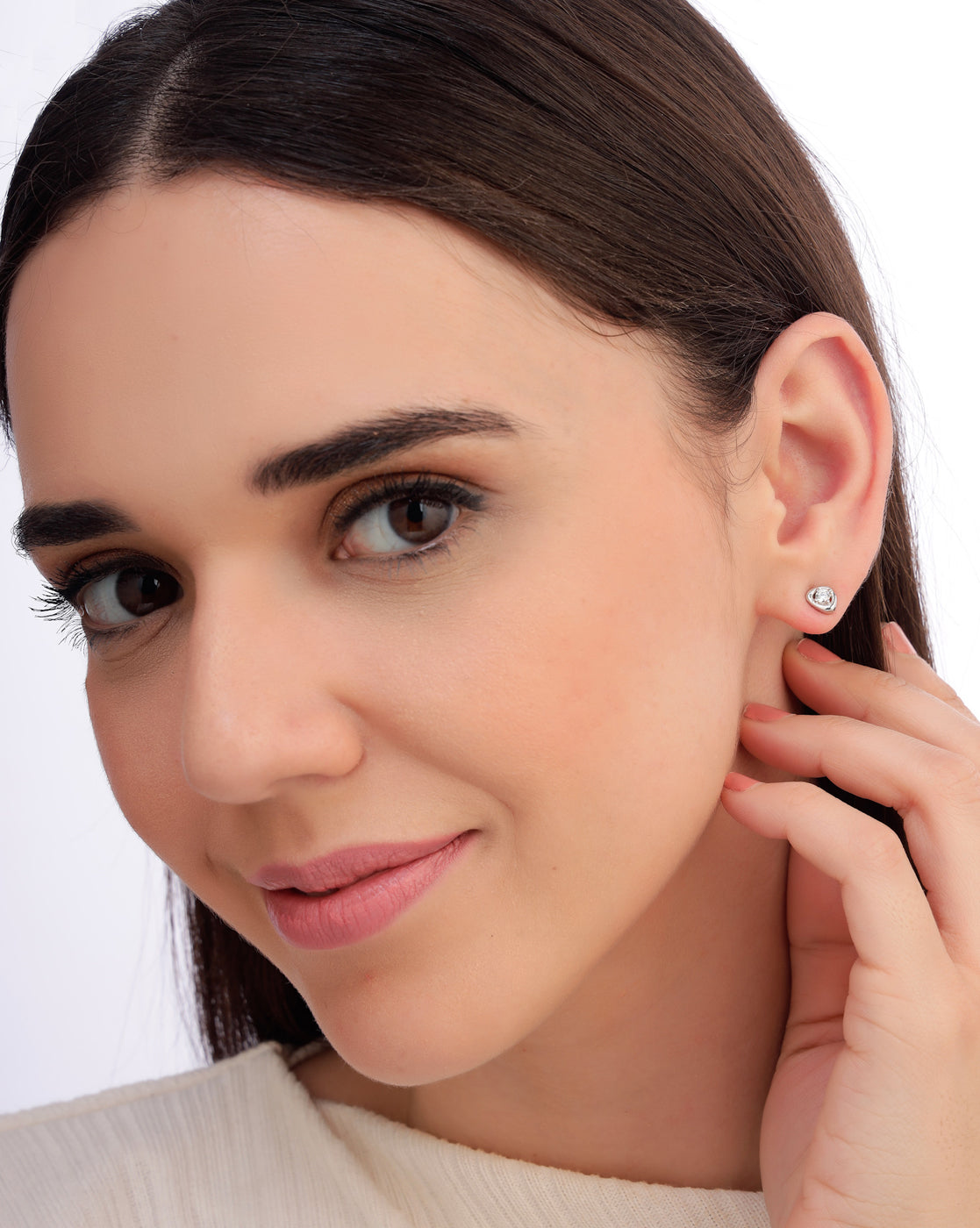 925 Sterling Silver Rhodium Plated CZ Mini Stud Earring