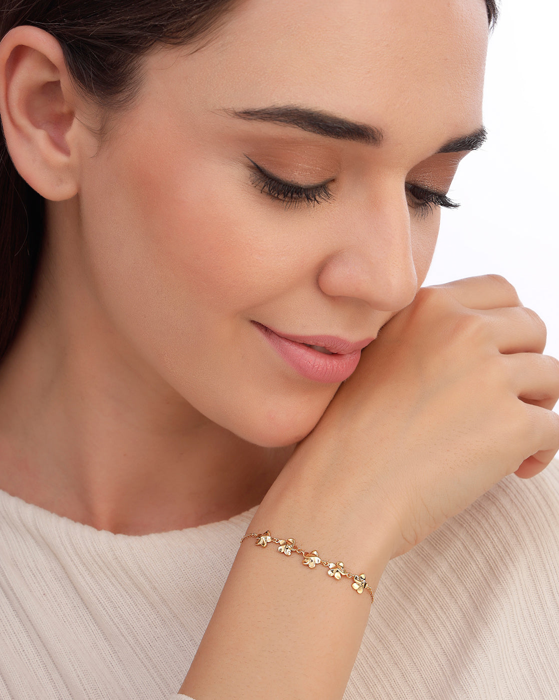 925 Sterling Silver 18kt Gold Plated Floral Charm Bracelet