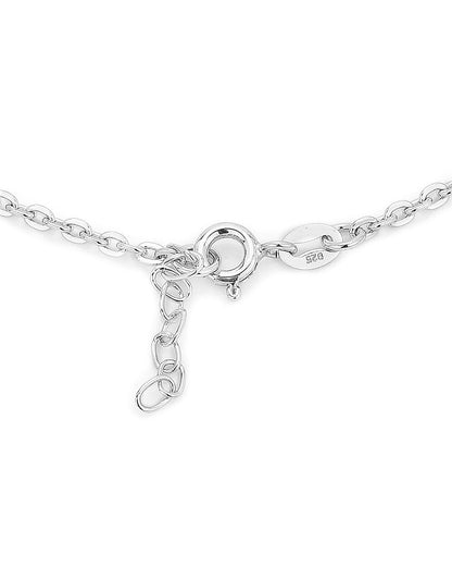 925 Sterling Silver Rhodium Plated And Bead Charm Anklet For Women