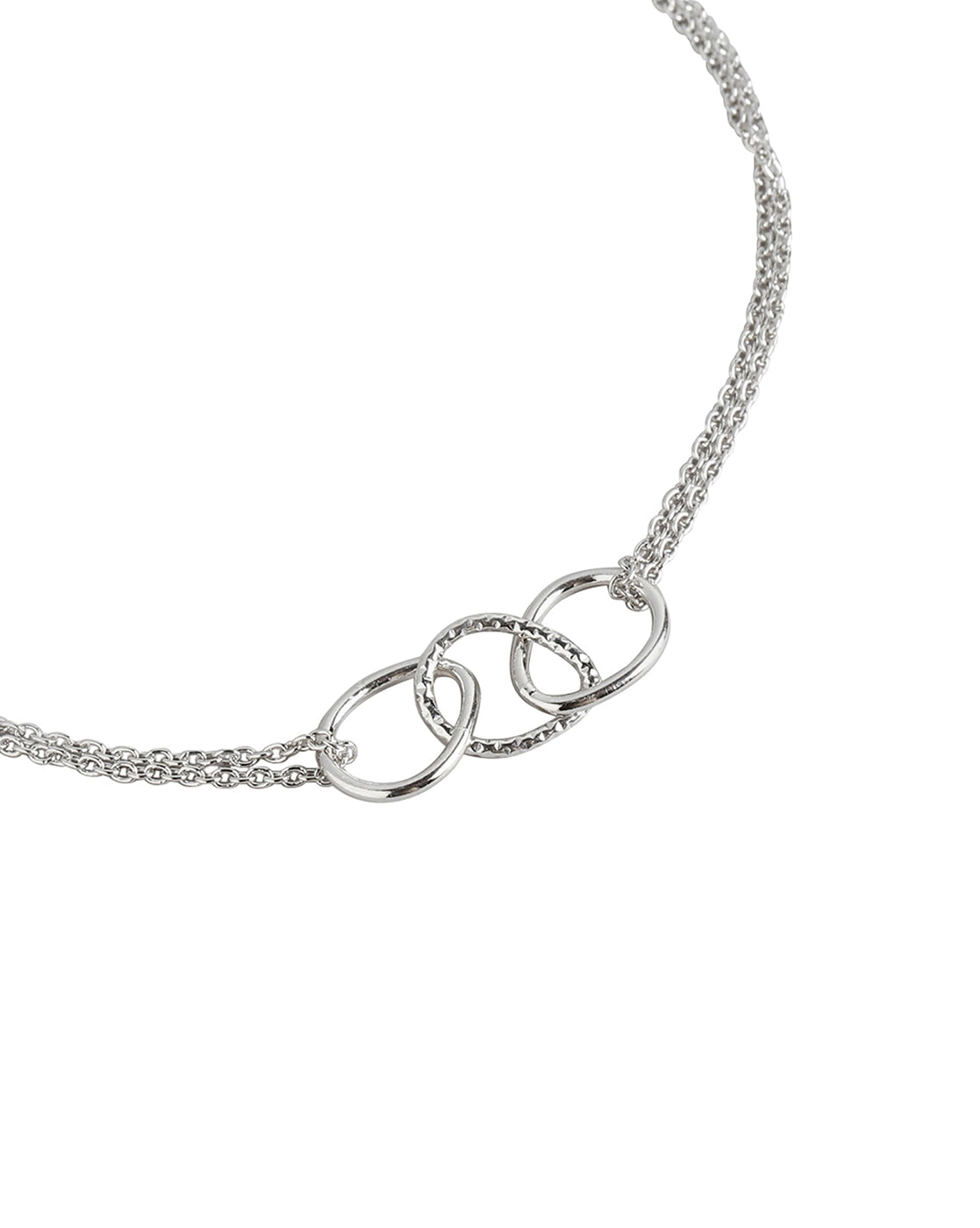 925 Sterling Silver Rhodium Plated Double Chain Adjustable Link Bracelet