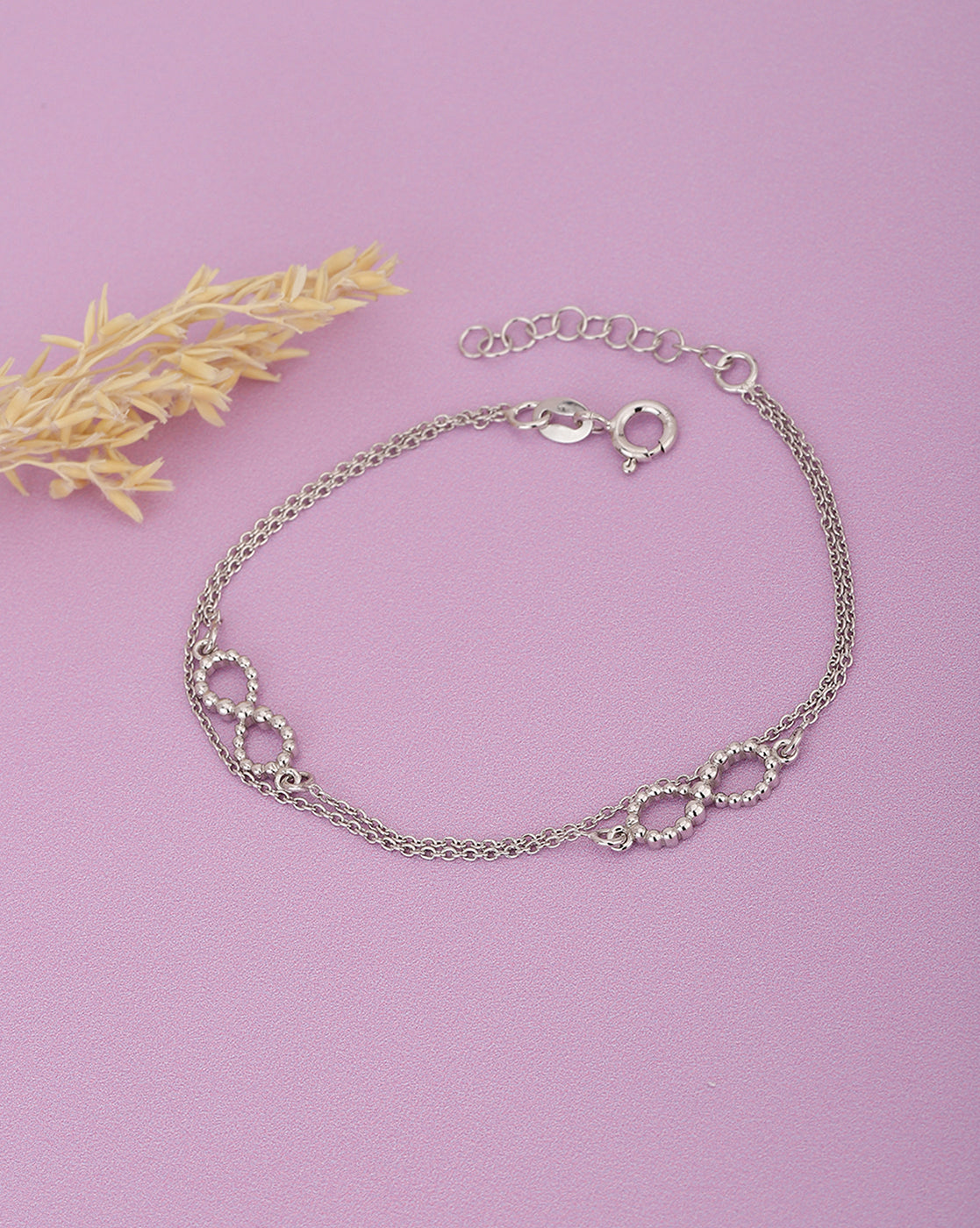 925 Sterling Silver Rhodium Plated With Infinity Double Chain