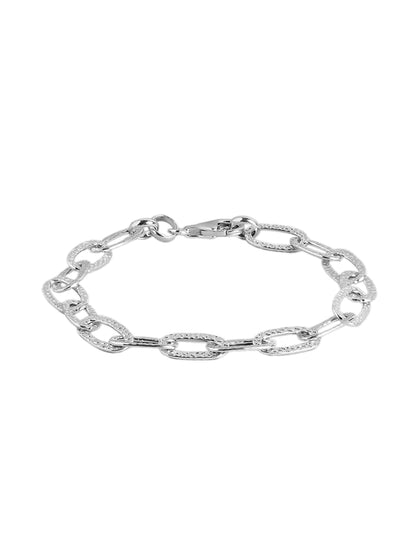 925 Sterling Silver Rhodium Plated Link Bracelet