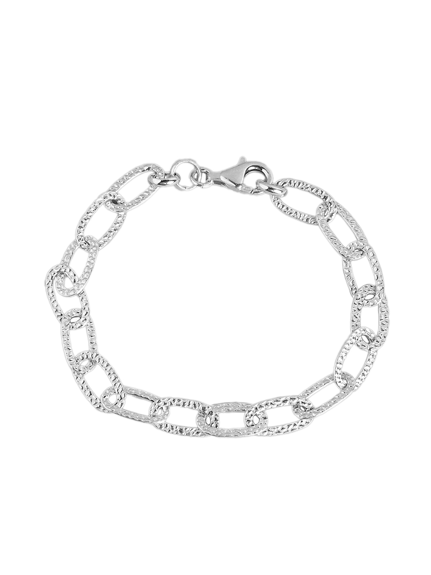 925 Sterling Silver Rhodium Plated Link Bracelet