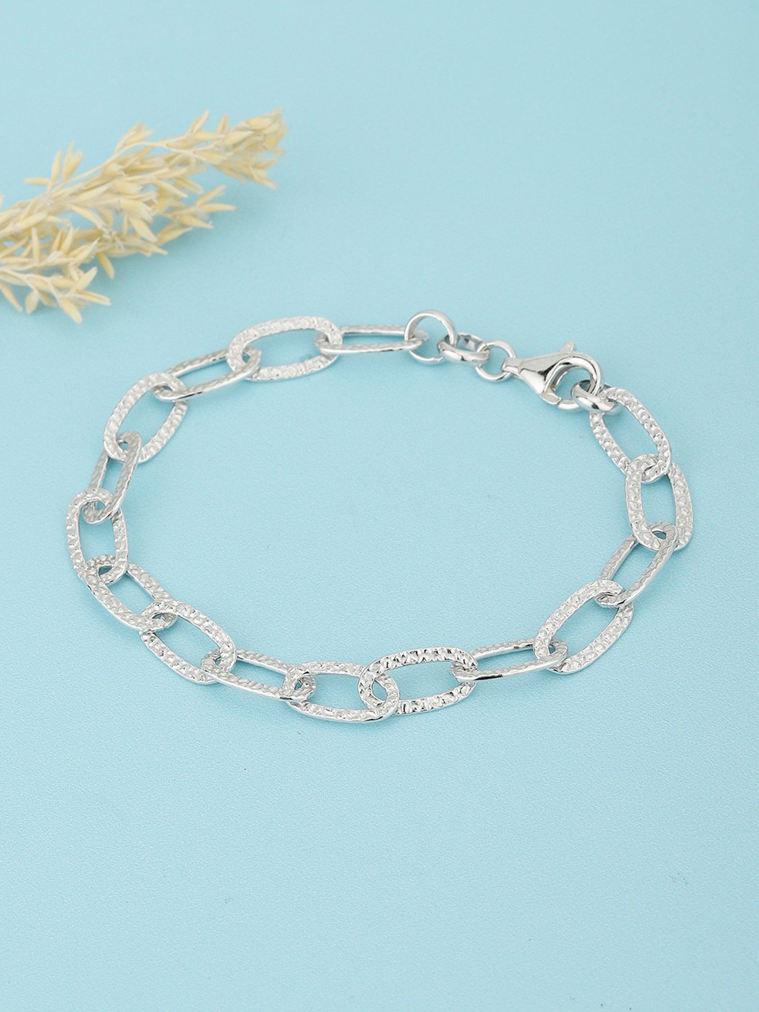 925 Sterling Silver Rhodium Plated Link Bracelet