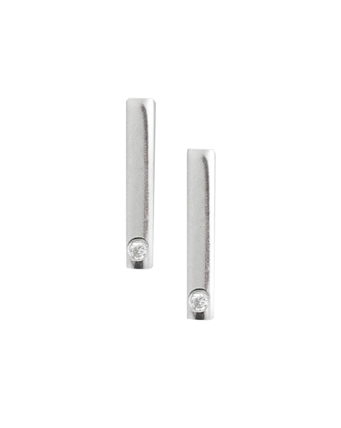 925 Sterling Silver Rhodium Plated With Zirconia Stud Earring