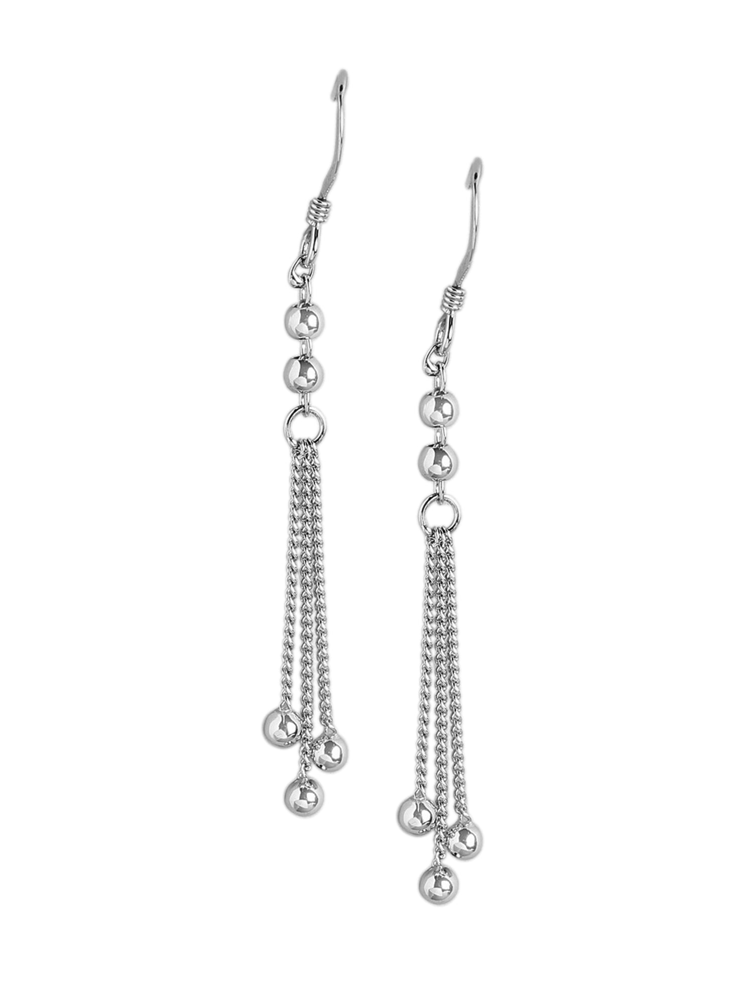 925 Sterling Silver Rhodium Plated Contemporary Drop Earring