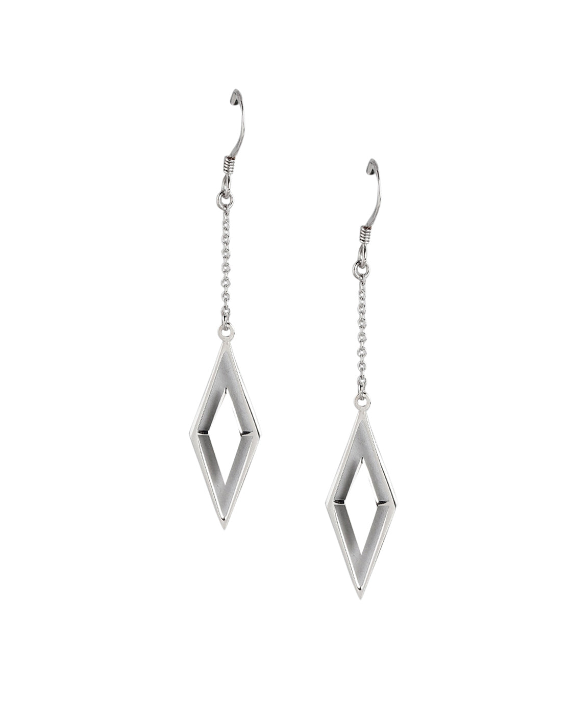 925 Sterling Silver Rhodium Plated Contemporary Drop Earring