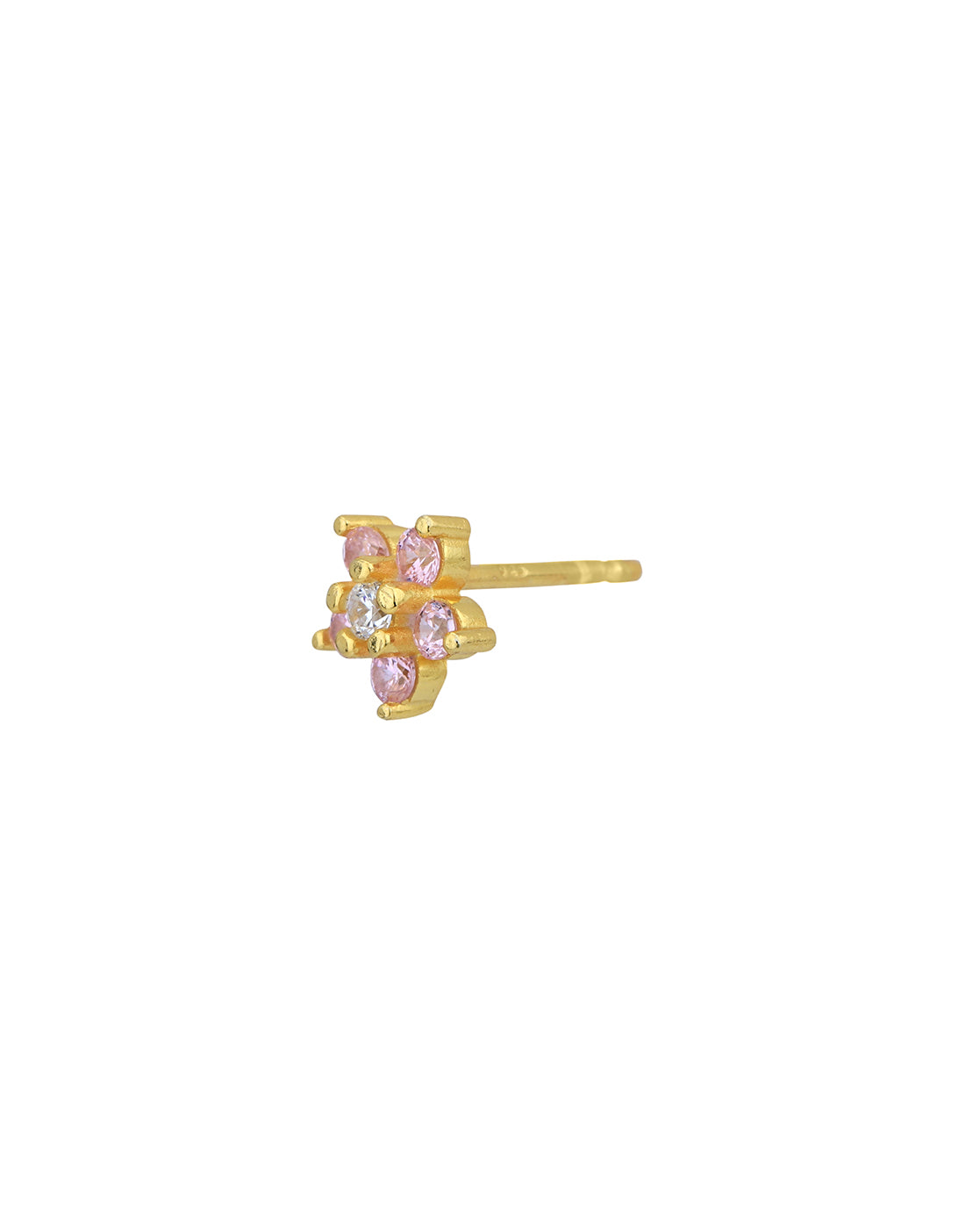 925 Sterling Silver 18kt Gold Plated with CZ Floral Stud Earring for Women