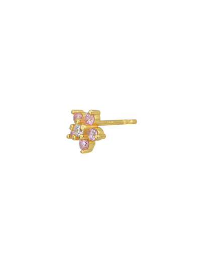 925 Sterling Silver 18kt Gold Plated with CZ Floral Stud Earring for Women