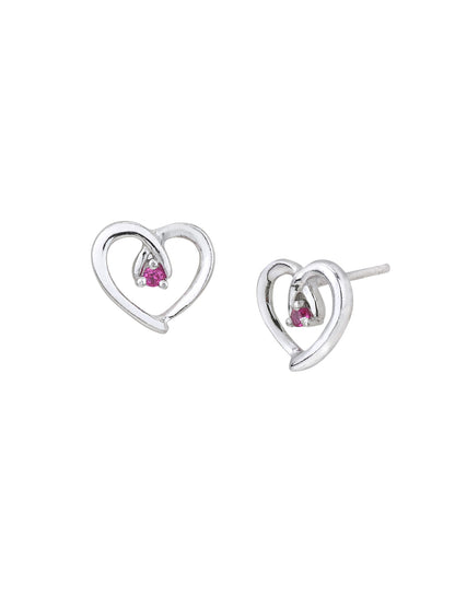 925 Sterling Silver Rhodium Plated with CZ Heart Stud Earring