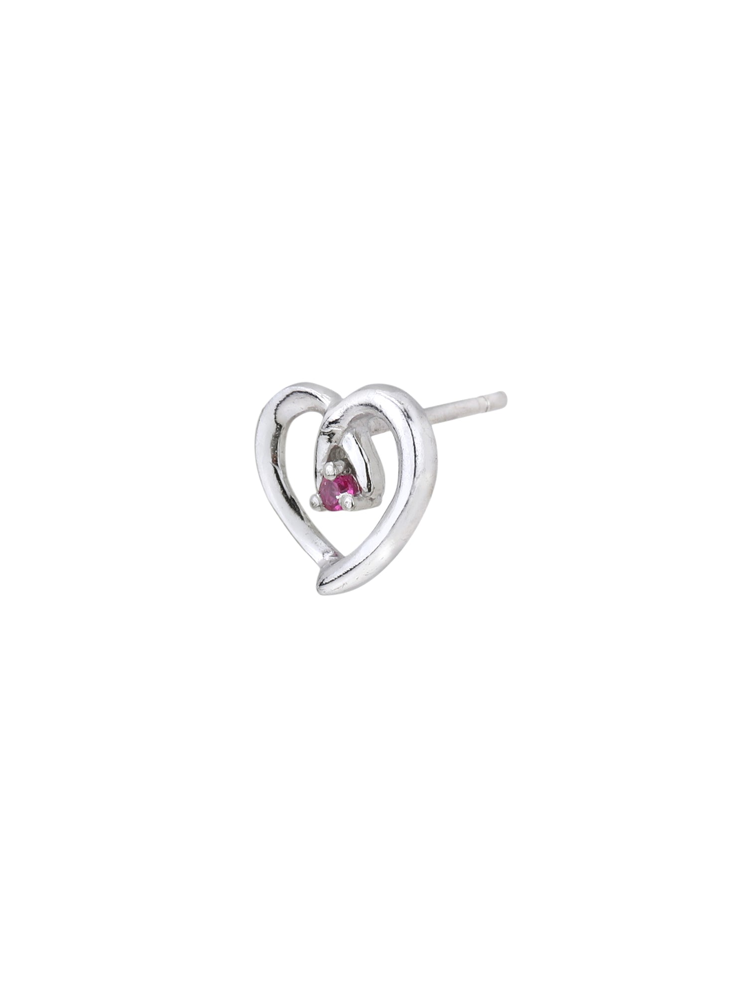 925 Sterling Silver Rhodium Plated with CZ Heart Stud Earring