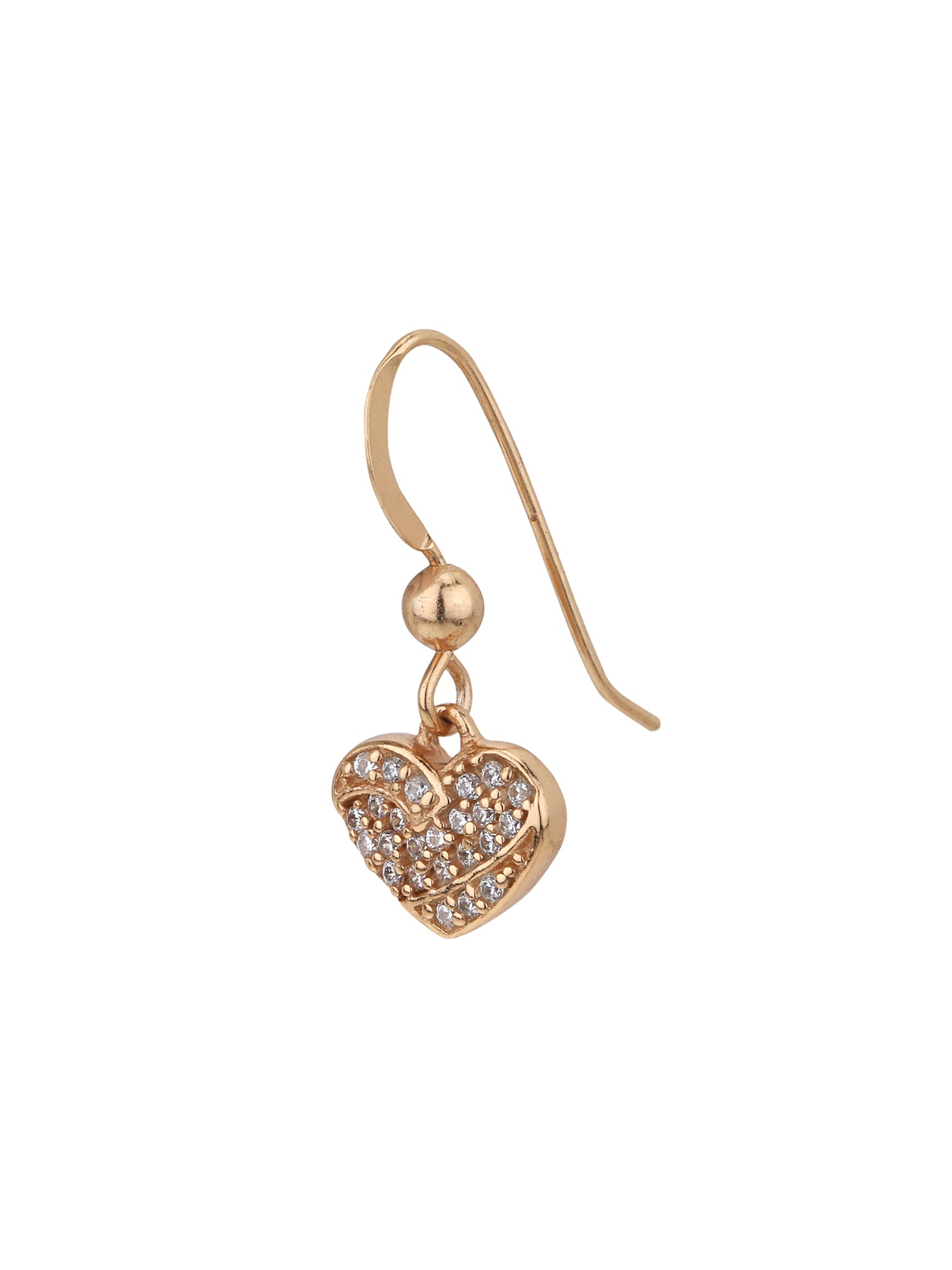 925 Sterling Silver 18kt Rose Gold Plated with CZ Heart Drop Earring