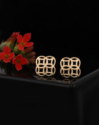 925 Sterling Silver 18kt Rose Gold Plated Floral Petite Stud Earring