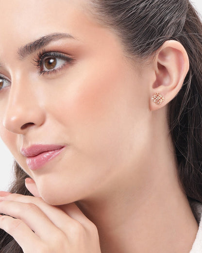 925 Sterling Silver 18kt Rose Gold Plated Floral Petite Stud Earring