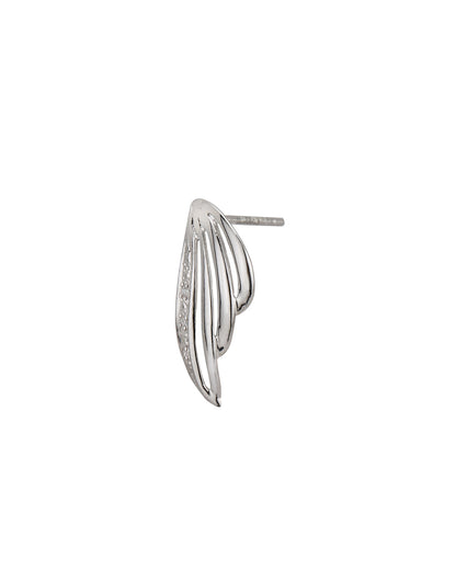 925 Sterling Silver Rhodium Plated CZ  Leaf Drop Earring