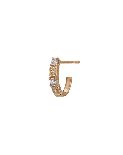 925 Sterling Silver 18kt Rose Gold Plated CZ Half Hoop Earring