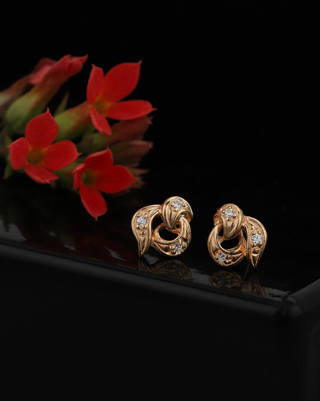 925 Sterling Silver 18kt Rose Gold Plated CZ Mini Stud Earring