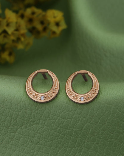 925 Sterling Silver 18kt Rose Gold Plated CZ Circular Petite Stud Earring