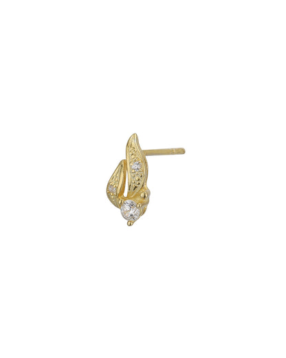 925 Sterling Silver 18kt Gold Plated CZ Contemporary Petite Stud Earring