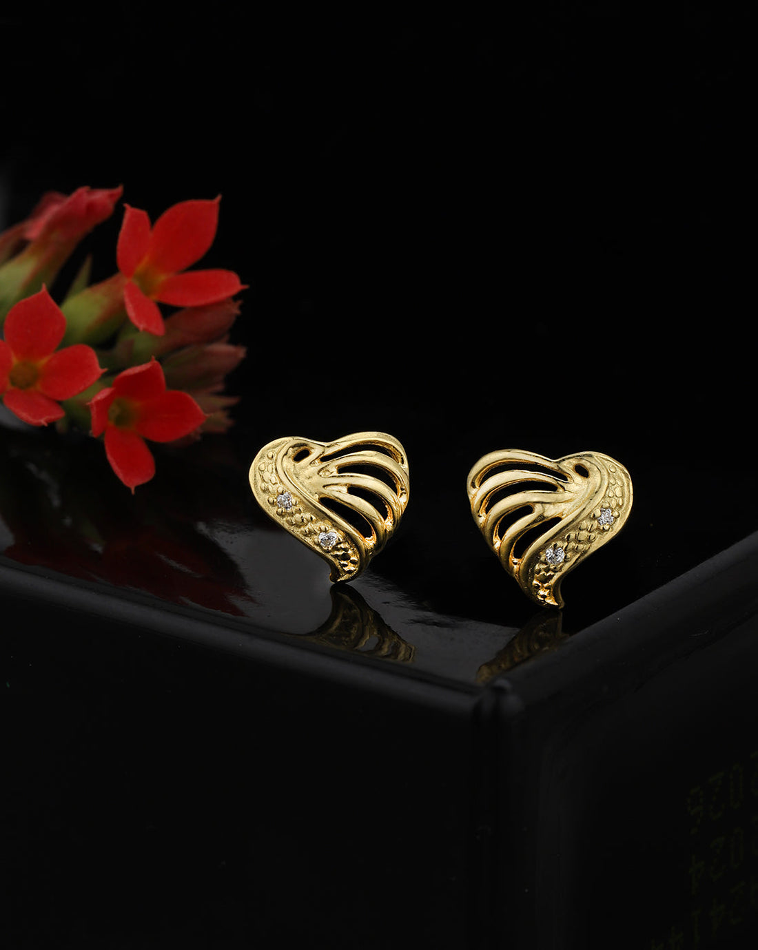 925 Sterling Silver 18kt Gold Plated CZ Contemporary Petite Stud Earring