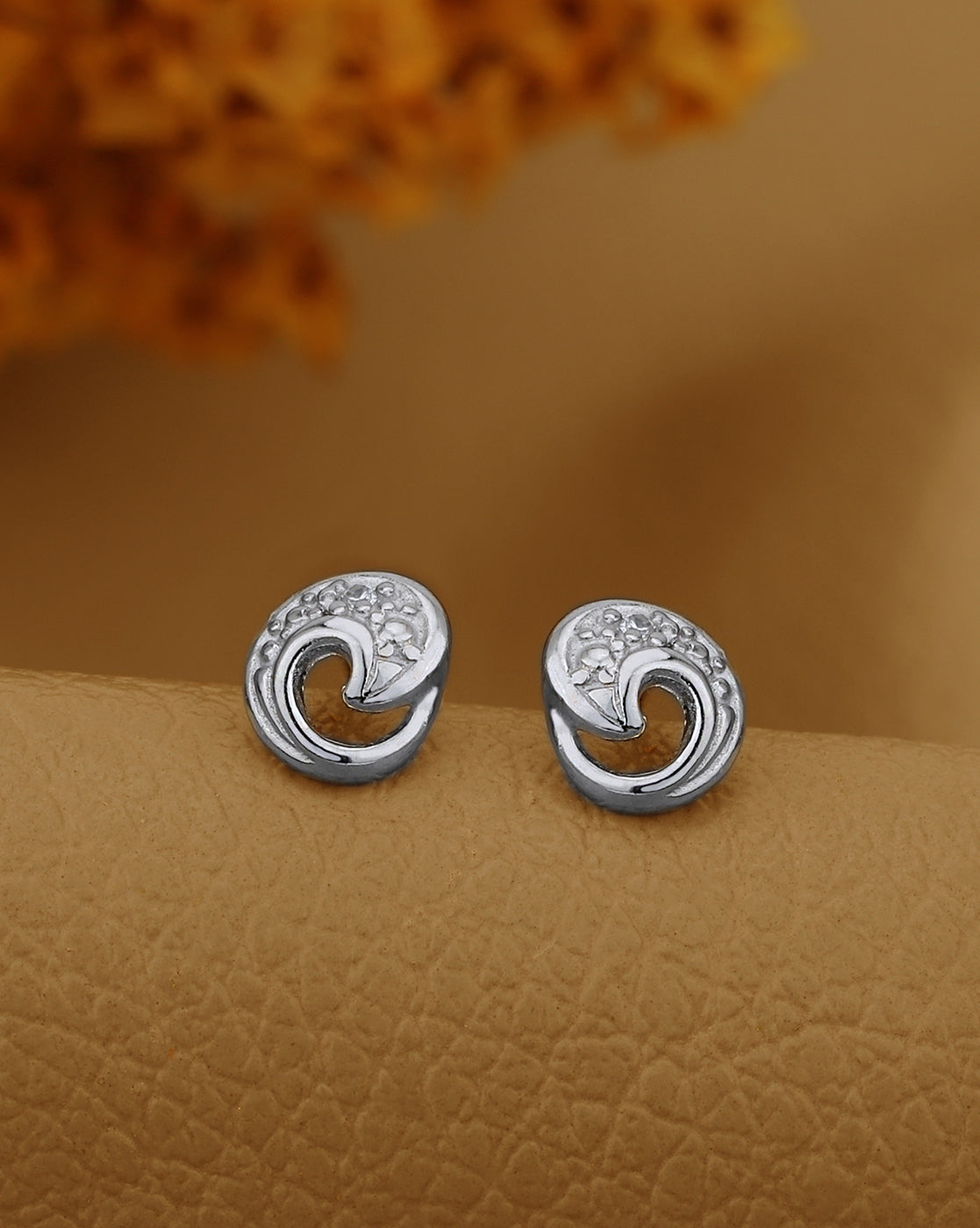 925 Sterling Silver Rhodium Plated CZ Fancy Petite Stud Earring