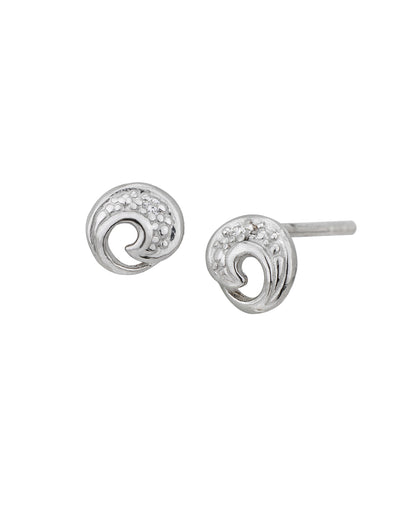 925 Sterling Silver Rhodium Plated CZ Fancy Petite Stud Earring