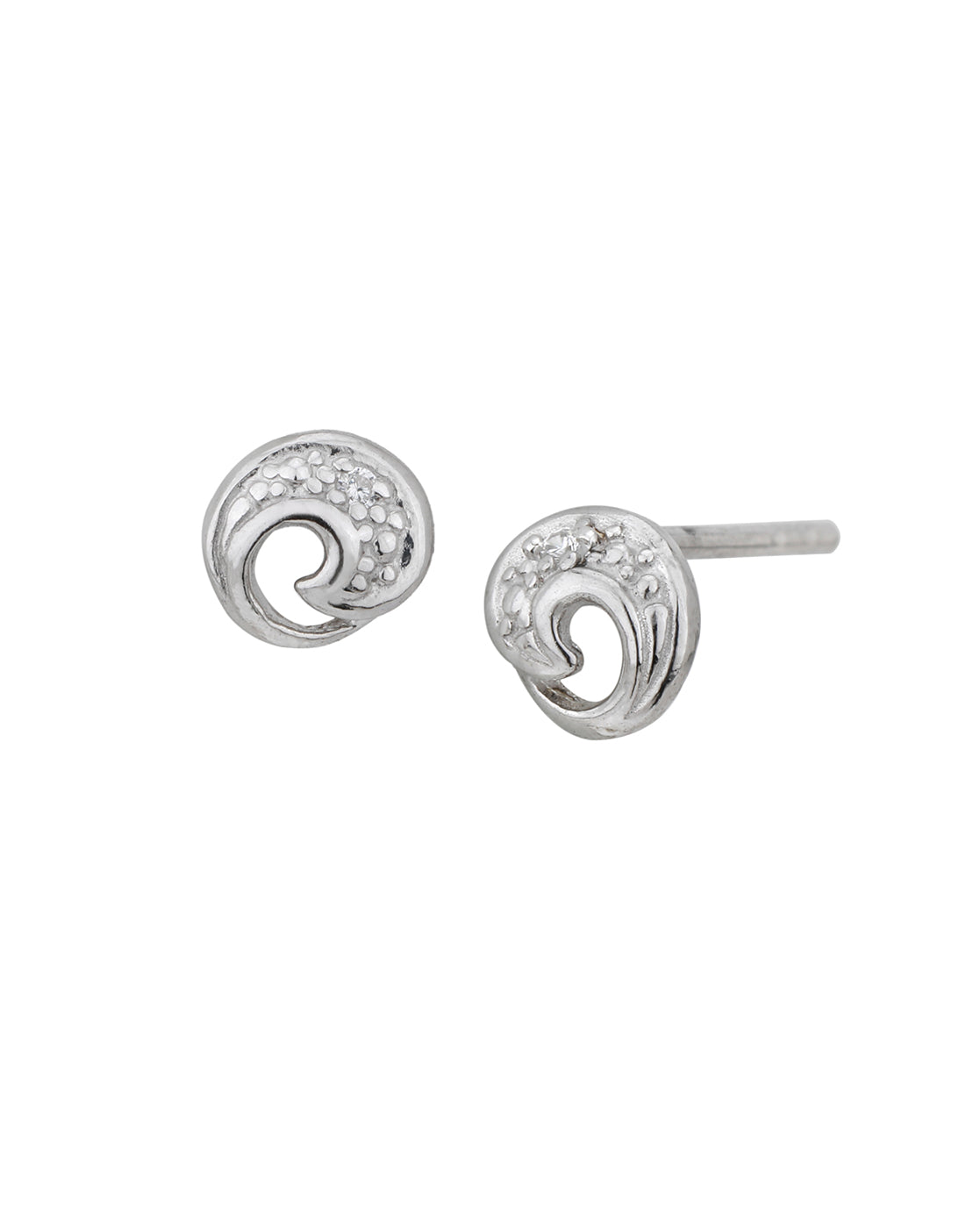 925 Sterling Silver Rhodium Plated CZ Fancy Petite Stud Earring