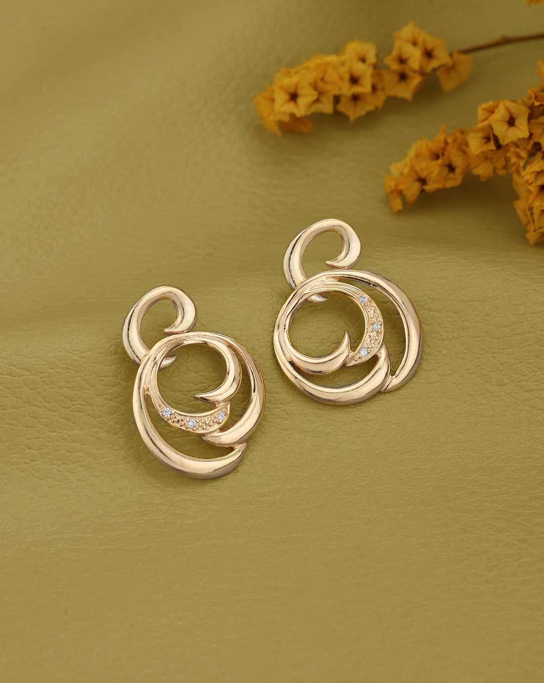 925 Sterling Silver 18kt Rose Gold Plated CZ Contemporary Drop Earring