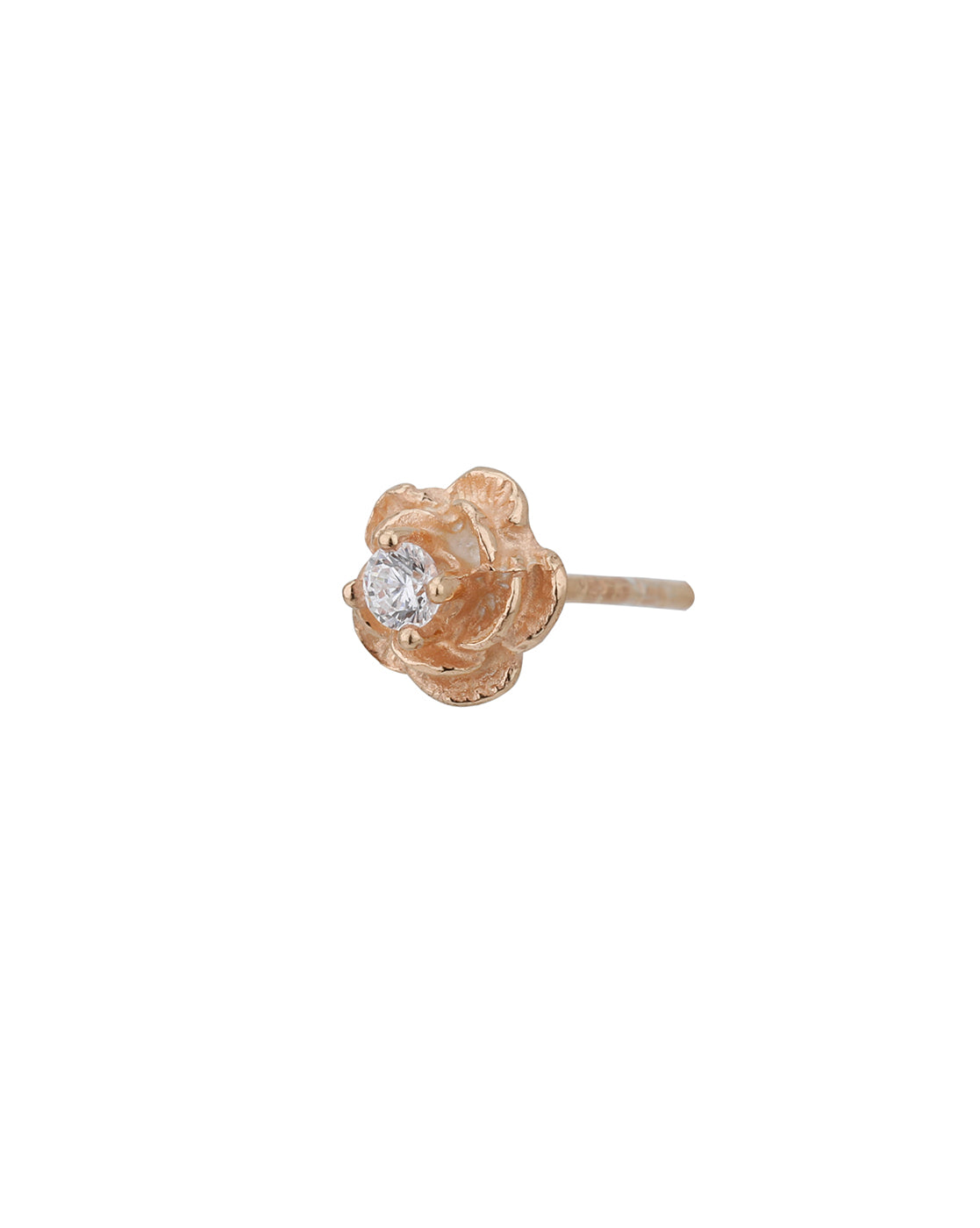 925 Sterling Silver 18kt Rose Gold Plated CZ Floral Petite Stud Earring