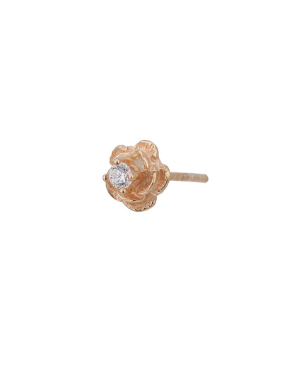 925 Sterling Silver 18kt Rose Gold Plated CZ Floral Petite Stud Earring